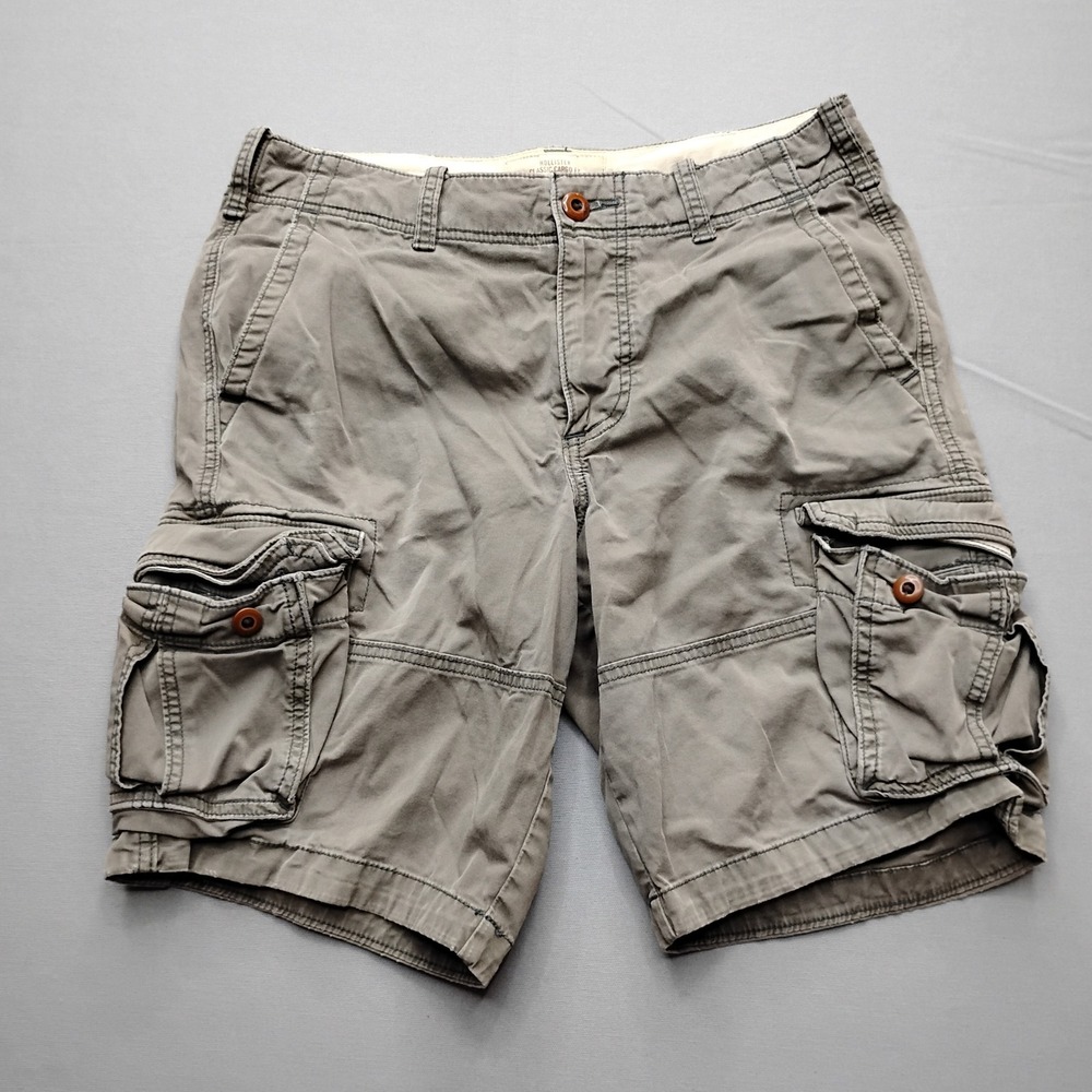 Hollister Classic Cargo Fit Shorts Mens 30 Gray Cotton Blend Casual Outdoor